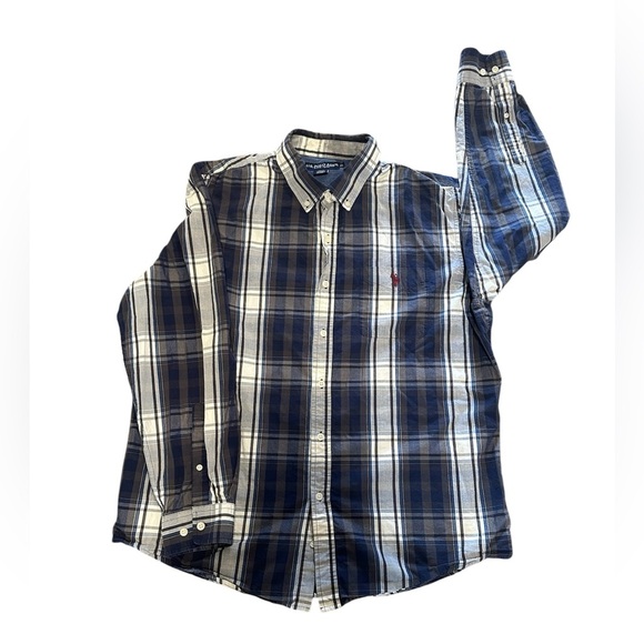 U.S. Polo Assn Blue Navy Plaid Long Sleeve Button Down Shirt Classic Men’s XL - Picture 1 of 5